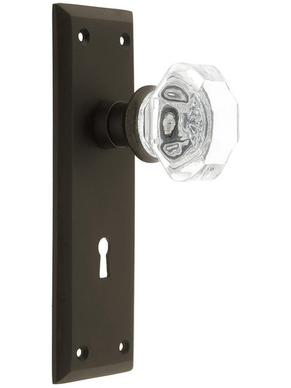 New York Style Mortise Lock Set in Oil-Rubbed Bronze with Waldorf Crystal Door Knobs.